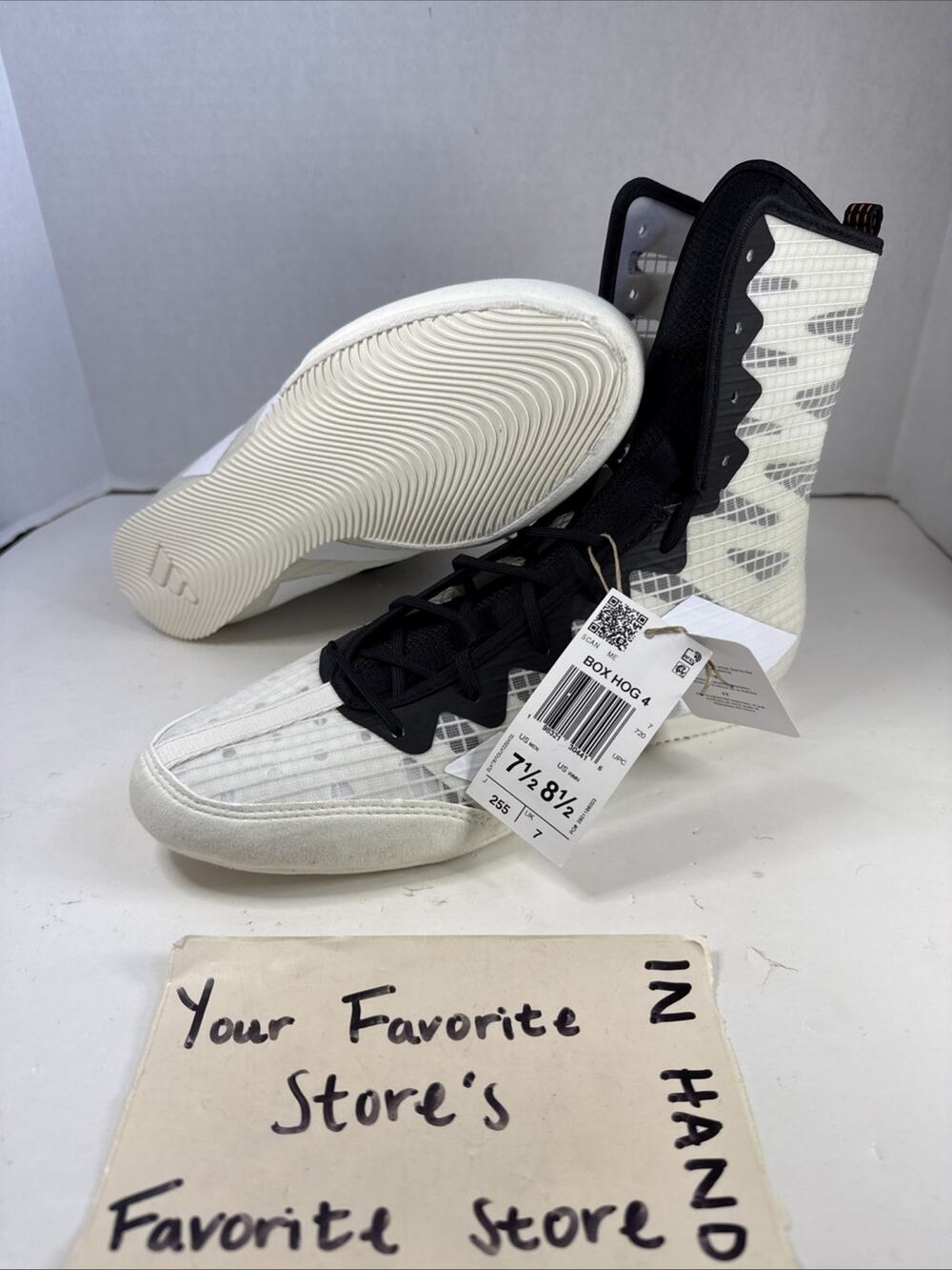 Adidas Box Hog 4 Boxing Shoes White Grey JS4686 Men's Size 7.5 NEW!